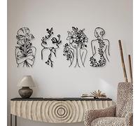 Therwen 4 Metal Minimalist Abstract Woman Wall Art Decor Line Drawing Modern Single Line Female Home Decor Hanging Abstract Woman Body Shape Art Print for Bedroom Bathroom, 17 x 10 in (Stylish Style)