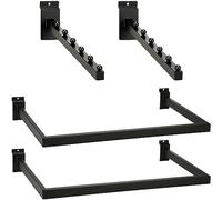 Therwen 4 Pcs Black Metal Slatwall Hooks Accessories Including 2 Pack U Shaped Hang Rail 2 Pack 6 Ball Waterfall Panel Hooks for Clothing Home Garage Shop Retail Display