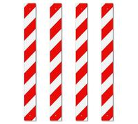 Therwen 4 Pcs Reflective Sign Post Panel 30 x 3'' Aluminum Reflectors for Driveway Entrance Weather Resistant Street Warning Slow Moving Vehicle Sign Post Panel Reflective Road Markers(Red, White)