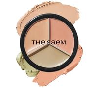 THESAEM Cover Perfection Triple Pot Concealer - 3-Colour Concealer with Clear Beige, Green and Peach Shades - High Coverage for Correcting & Covering Redness, Dark Circles, 01 Correct Beige