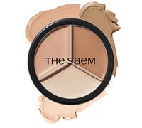 THESAEM Cover Perfection Triple Pot Concealer - 3-Colour Concealer with High Coverage in Natural Beige - Covers Flaws & Stains, Highlighter & Contouring, 02 Contour Beige