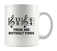 These Are Difficult Times Ceramic Mug for Musicians, Choir Director, Pianist, Teacher, Student, Pianist, Musical Notes, Arrangement, Composer, Novelty Tumblers