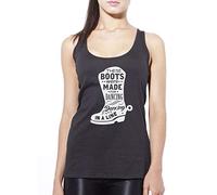 These Boots were Made for Dancing, Dancing in A Line - Womens Vest Tank Top - line Dancing Cowboy Boots hat Shirt - L Black