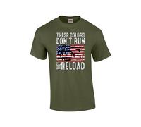 These Colors Don't Run They Reload Tattered American Flag 2nd Amendment Multi-Gun Owner Short Sleeve Mens Graphic T-Shirt, Military, Medium