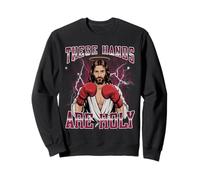 These Hands Are Holy Funny Hard Jesus Boxing Meme Bootleg Sweatshirt