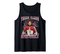 These Hands are Holy Funny Hard Jesus Boxing Meme Bootleg Tank Top