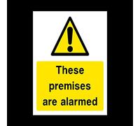 These Premises are Alarmed Plastic Sign - Security, Camera, Closed Circuit TV, Warning Safety (S11)