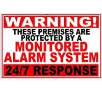 These premises are protected by a monitored alarm system 24/7 response warning CCTV Camera Stickers. Enhance security with these 150mm x 100mm self-adhesive backed signs. (2)