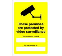 These Premises are Protected By Video Surveillance CCTV Sign - 1mm Rigid Plastic 300mm x 200mm