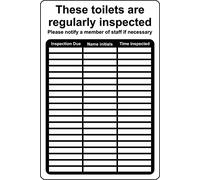 These toilets are regularly inspected toilet inspection chart wipe clean sign - Self adhesive sticker (400mm x 300mm)