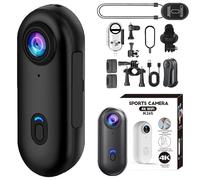 Thesnap Mini Cam, Thumb Size Motion Trail Body Cams, HD 4k Pocket Action, for Recording, Work, Travel, Pet Walking, 170° Wide Angle, with Waterproof Case, Magnetic Clip (Black,4k,No Card)