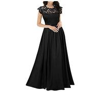 TheSosy Bridesmaid Dress Women's Evening Dress Lace Long Dresses Elegant Wedding Guest Outfits Party Cocktail Night Dress Prom Dress Formal Dresses Evening Gowns Ladies Flowy Maxi Dresses Black