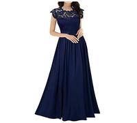 TheSosy Bridesmaid Dress Women's Evening Dress Lace Long Dresses Elegant Wedding Guest Outfits Party Cocktail Night Dress Prom Dress Formal Dresses Evening Gowns Ladies Flowy Maxi Dresses Navy