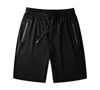 TheSosy Men's Black Chino Shorts - Quick Dry, Breathable, High Rise, Zipper Pocket, Spring-Summer, Tennis, Cycling, Running, Fitted, Regular Fit, Size XL