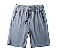 TheSosy Men's Gray Polyester Quick Dry Breathable Lightweight Running Shorts with Zip Pockets, Perfect for Sports, Work, School, or Casual Wear