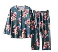 TheSosy Pyjamas Set for Women,Two Pieces Pjs for Women Sets Floral Printed Long Sleeve Tops and Pants Sleepwear Comft Pyjama Set Button Down Pajamas Pj Set for All Season Ladies Nightwear