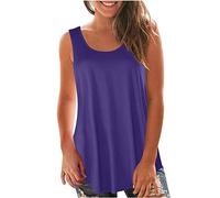 TheSosy Tank Top for Women Sleeveless Summer Tops Ladies Solid Vest Cami Plain Basic Tops Blouse Crewneck Shirts Casual Loose Fit Blouse Tunic T Shirts Tees Swing Tank Tops Size 8-16 Purple