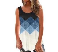 TheSosy Tank Top for Women Sleeveless Summer Tops Ladies Solid Vest Cami Plain Basic Tops Blouse Crewneck Shirts Casual Loose Fit Blouse Tunic T Shirts Tees Swing Tank Tops