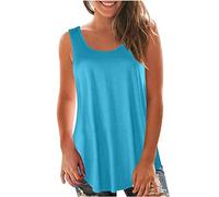 TheSosy Tank Top for Women Sleeveless Summer Tops Ladies Solid Vest Cami Plain Basic Tops Blouse Crewneck Shirts Casual Loose Fit Blouse Tunic T Shirts Tees Swing Tank Tops Size 8-16