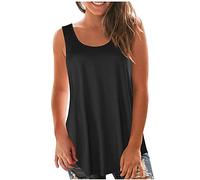 TheSosy Tank Top for Women Sleeveless Summer Tops Sale Clearance Ladies Solid Vest Cami Plain Basic Tops Blouse Crewneck Shirts Casual Loose Fit Blouse Tunic T Shirts Tees Swing Tank Tops Size 8-16