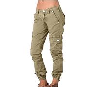 TheSosy Womens Cargo Trousers Sport Pants with Multi Pockets Straight Leg Work Parachute Pants Low Rise Long Pants Combat Trousers Hiking Walking Sport Jogger Pants Outdoor Tracksuit Bottoms