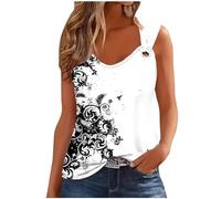 TheSosy Women's Multicolor Retro Print Tank Top, Large, Sleeveless, Collarless, Relaxed Fit, Casual, Adult, Polyester 85% Spandex 15%
