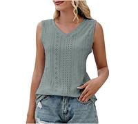 TheSosy Womens Vest Summer Tops Loose Cotton Tank Tops Casual V Neck T-Shirt Tunic Sleeveless Loose Fit T Shirts Basic Tees Tshirt Pullover Tops Plus Size Blouses Lounge Wear Sport Cami Top