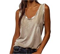 TheSosy Womens Vest Tee Top UK Clearance Summer Tshirt Tops Sale Women's Casual Solid U-Neck SleeveLess Blouse Loose Vest Camisole Ladies Tunic Sleeveless Shirts Casual Basic Tank Tops