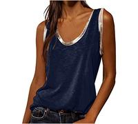 TheSosy Womens Vest Tee Top UK Summer Tshirt Tops Women's Casual Solid U-Neck SleeveLess Blouse Loose Vest Camisole Ladies Tunic Sleeveless Shirts Casual Basic Tank Tops
