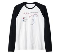 Thessaloniki Greece Metro Train Railway - Souvenir Route Map Raglan Baseball Tee