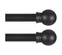 Thestoa Black Curtain Rods 2 pack for Windows 30-62 inch Adjusts Length by Splicing, 5/8" Diameter Matte Black Small Curtain Rods for Bedroom, Living Room, Kitchen, Outdoor, Farmhouse