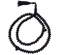 TheTasbih Islamic Wooden Misbaha - Large 8x11mm Dark Brown Rustic Boxwood 99-bead Muslim Prayer Beads with Brown Tassels Sibha Dhikr Beads Necklace