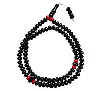 TheTasbih® Large Durable Black Plastic Tasbih with 9mm Beads - Sturdy Muslim Rosary - 6 Red Accent Beads