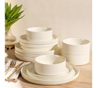 TheTerra Ceramic Dinnerware Set for 4, 12-Piece Plates and Bowls Set