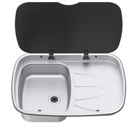 THETFORD ARGENT SINK & RIGHT HAND DRAINER & GLASS LID SPINFLO CARAVAN MOTORHOME