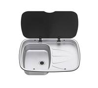 Thetford Argent Sink with Right Hand Drainer and Black Glass Lid