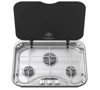 Thetford Series 345 Argent 3 Burner Hob Glass Lid 12 Volt Ignition LPG SHB34598