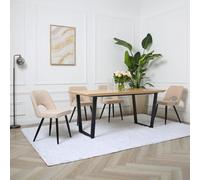 Thetis Dining Set - Oak-Effect Table With 4 Boucle Chairs