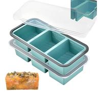 Theuwnee® 2-Pack Silicone Freezer Tray with Lid - Soup Freezer Container molds - Large Ice Cube Tray-Freezer Storage Food Soups & Meal Prep (Blue, 3+3)