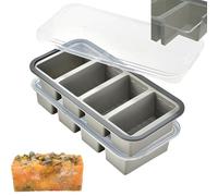 Theuwnee® 2-Pack Silicone Freezer Tray with Lid - Soup Freezer Container molds - Large Ice Cube Tray-Freezer Storage Food Soups & Meal Prep (Gray, 4+4)