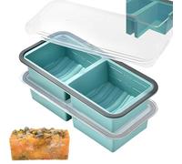 Theuwnee® 2-Pack Silicone Freezer Tray with Lid - Soup Freezer Container molds - Large Ice Cube Tray-Freezer Storage Food Soups & Meal Prep (Blue, 2+2)