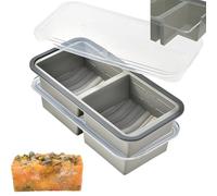 Theuwnee® 2-Pack Silicone Freezer Tray with Lid - Soup Freezer Container molds - Large Ice Cube Tray-Freezer Storage Food Soups & Meal Prep (Gray, 2+2)