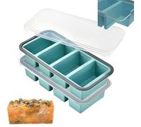 Theuwnee 2-Pack Silicone Freezer Tray with Lid - Soup Freezer Container molds - Large Ice Cube Tray-Freezer Storage Food Soups & Meal Prep (Blue, 4+4)