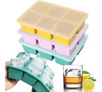 Theuwnee Ice Cube Tray, Easy-Release Silicone Ice Moulds with Removeable Lids, Perfect for Chilled Drinks, Freezer Food, Whiskey and Cocktail, Big Size, LFGB Certified and BPA Free (Yellow)
