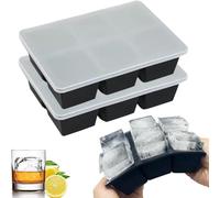 Theuwnee Platinum-Silicone Large Ice Cube Tray, 2 Pcs Ice Moulds with Lid, Easy-Release, Odourless, Stackable and Dishwasher Safe, for Beer, Whisky, Cocktail and Baby Snack Included, BPA Free