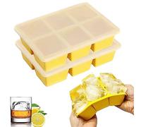 Theuwnee Platinum-Silicone Large Ice Cube Tray, 2 Pcs Ice Moulds with Lid, Easy-Release, Odourless, Stackable and Dishwasher Safe, for Beer, Whisky, Cocktail and Baby Snack Included, BPA Free