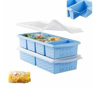 Theuwnee® Silicone Freezer Molds for Soup with Lid, 1-Cup & 2-Cup Large Ice Cube Trays Food Storage Containers for Meal Prep, Freeze 250mL/125mL Portions - 2 Pack (Light Blue)