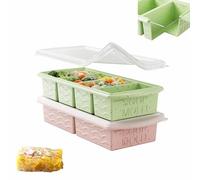 Theuwnee® Silicone Freezer Molds for Soup with Lid, 1-Cup & 2-Cup Large Ice Cube Trays Food Storage Containers for Meal Prep, Freeze 250mL/125mL Portions - 2 Pack (Green+Pink)
