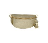 TheWan Women's Italian Leather Half Moon Waist Bag with Belt and Cross Body Cow Leather, Dimensions: H12 x W22 x D5 cm, Gold, One Size, Contemporary
