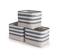 TheWarmHome Foldable Storage Basket with Strong Cotton Rope Handle, Collapsible Storage Bins Set Works As Baby Storage, Toy Storage, Nursery Baskets (Lattice, 3Pack-16L12W12H)